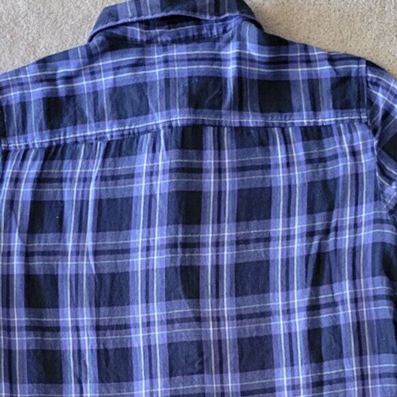 Gap Ladies Light Flannel Plaid Fitted Boyfriend Button Down Shirt Women's Sz XS - Picture 8 of 8
